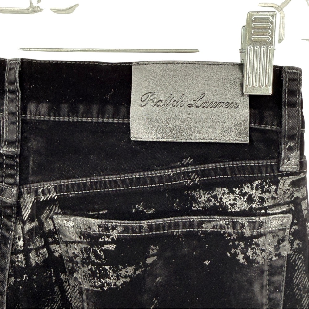 New Ralph Lauren Purple Label Pants 160 Slim Metallic Foil Plaid Velvet 27 - Picture 5 of 12